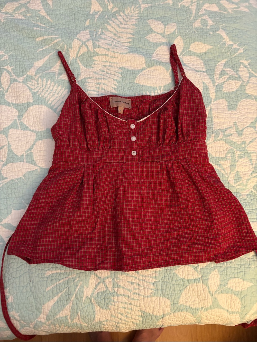 Red Plaid Spaghetti Strap Tank Top - XL